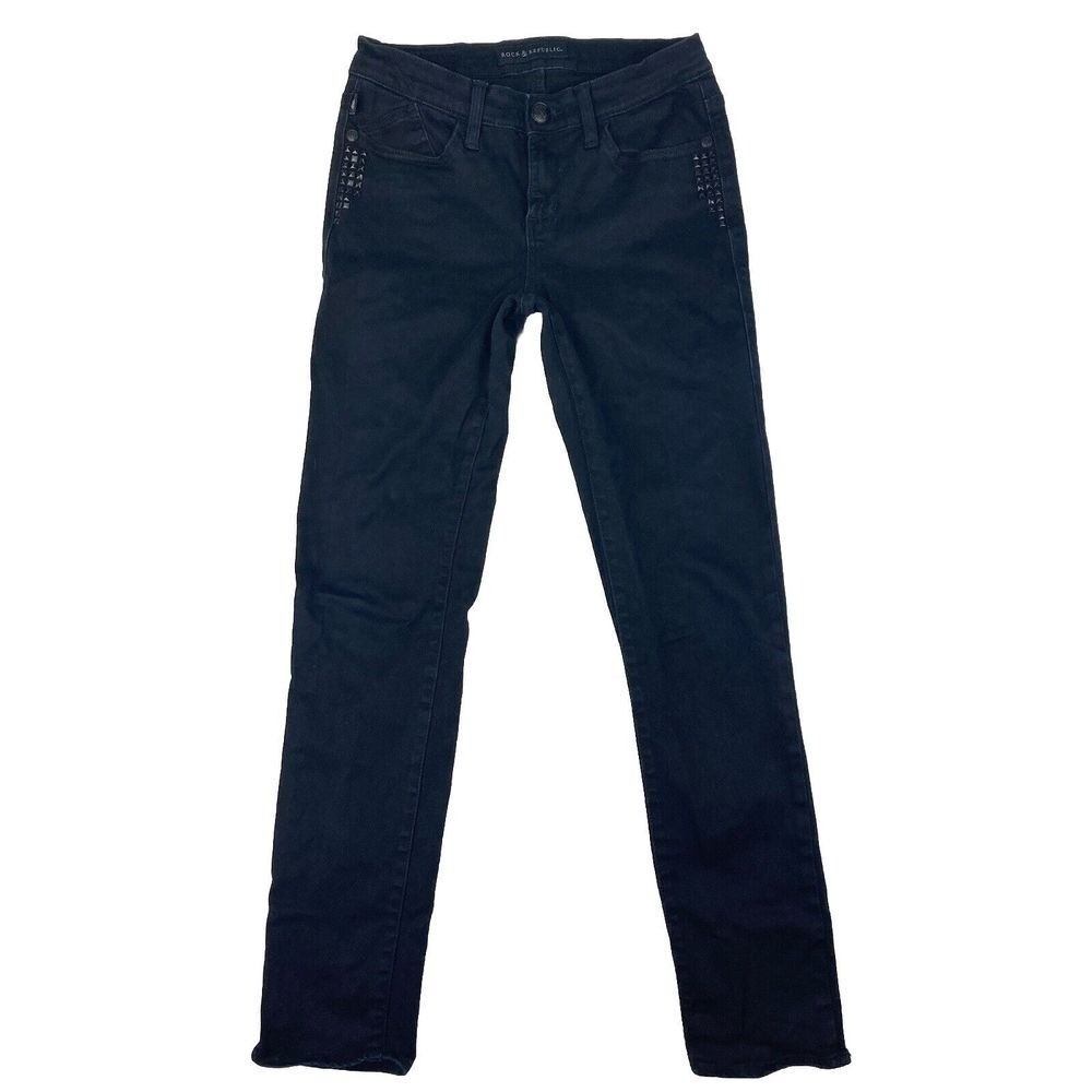 Rock‎ Republic Berlin Black Embellished Studded Skinny Jeans Women's 8 (27x30)